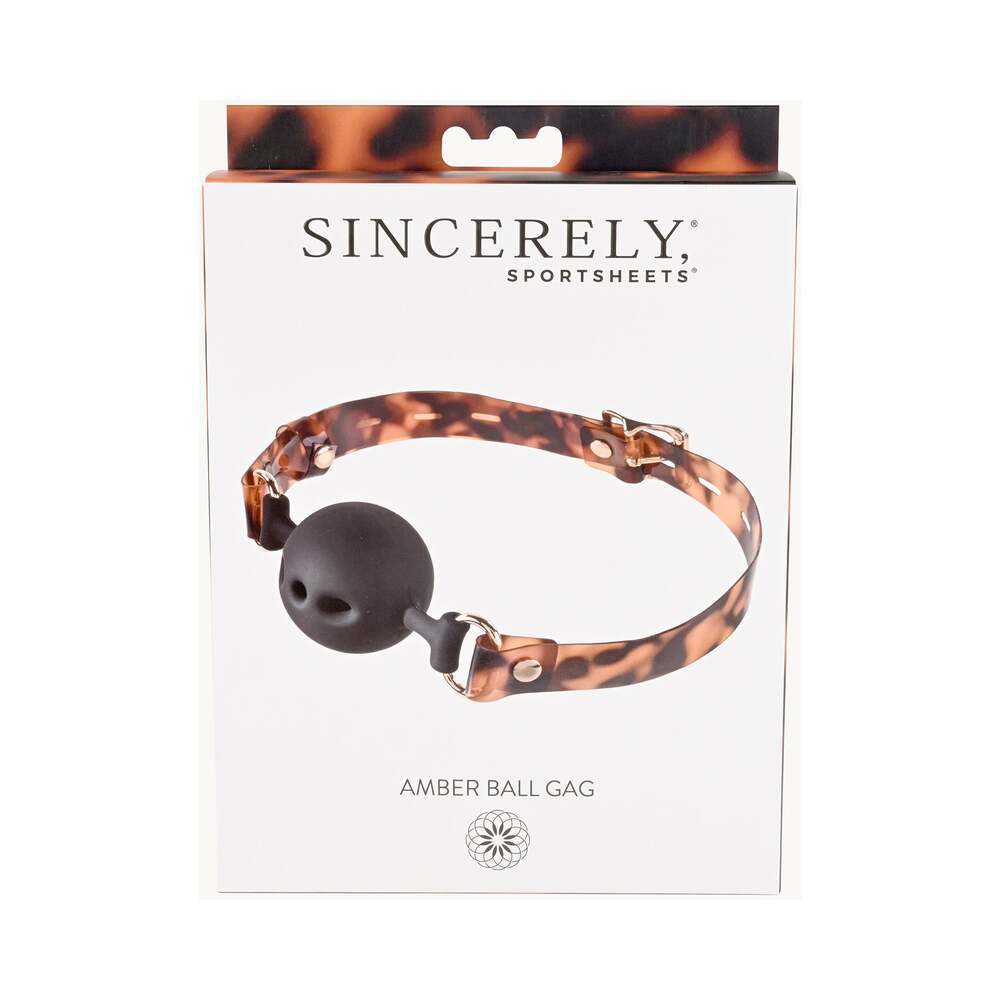 Sincerely, Sportsheets Amber Adjustable Silicone Breathable Ball Gag Tortoiseshell - Fantasies Boutique