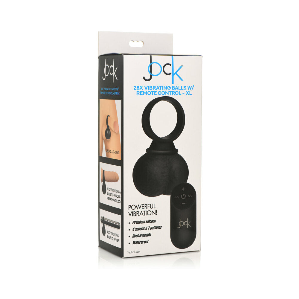 Jock 28X Vibrating Silicone Balls with Remote Control XL Black - Fantasies Boutique