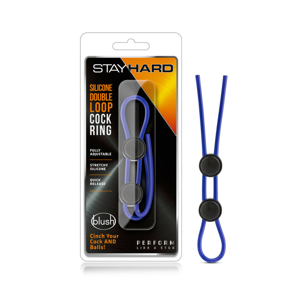 Stay Hard Silicone Double Loop Lasso/Bolo Cockring Blue - Fantasies Boutique