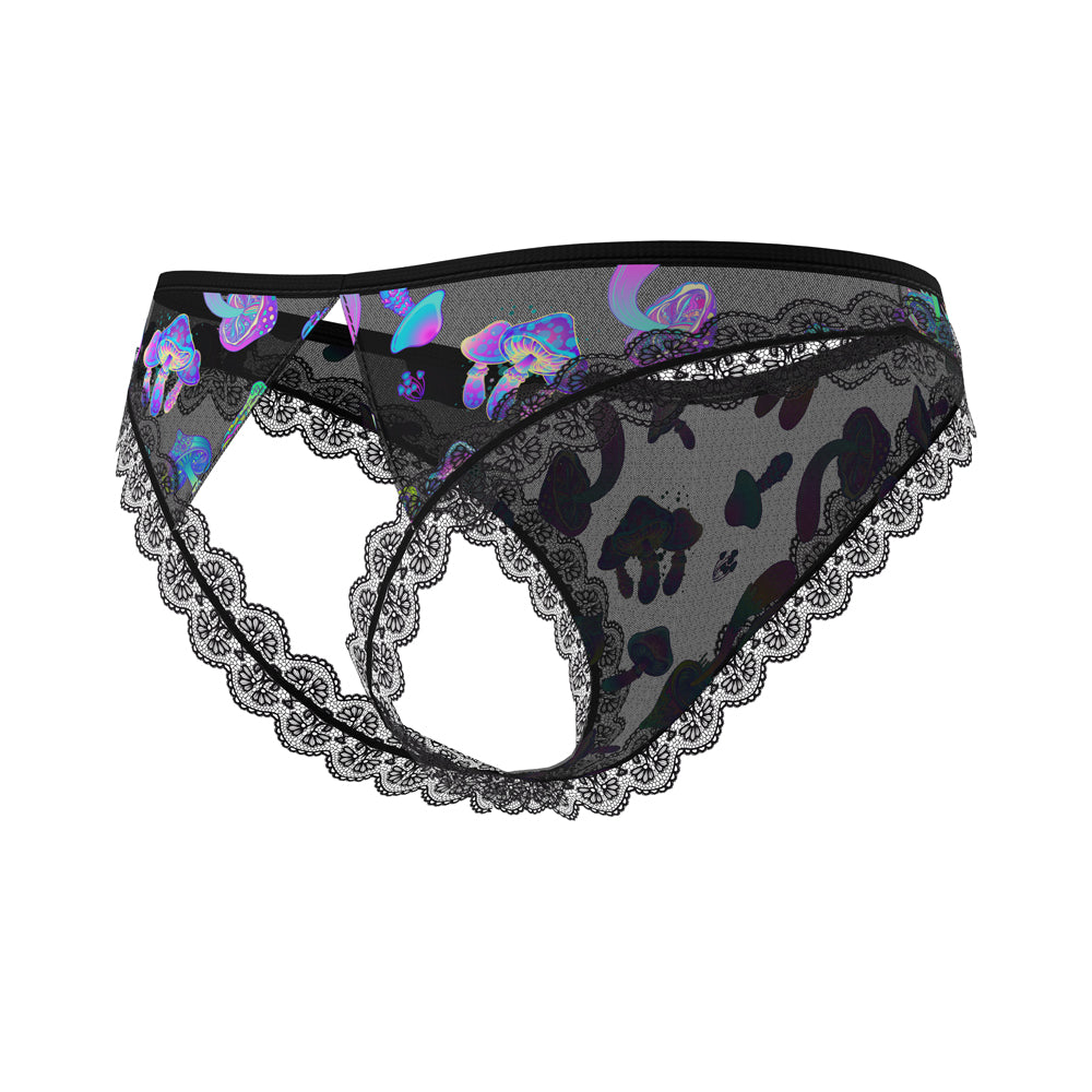 Magic Silk Hazy Dayz Crotchless Panty with Open Back Mushroom S/M