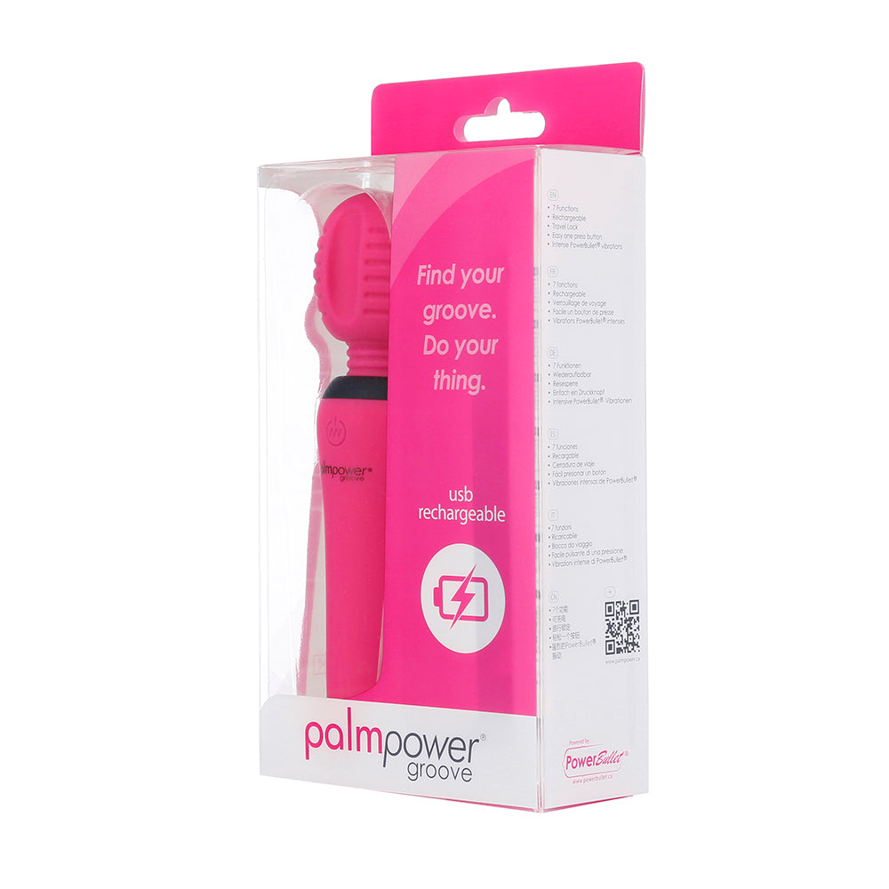PalmPower Groove Rechargeable Silicone Mini Wand Massager Fuchsia - Fantasies Boutique