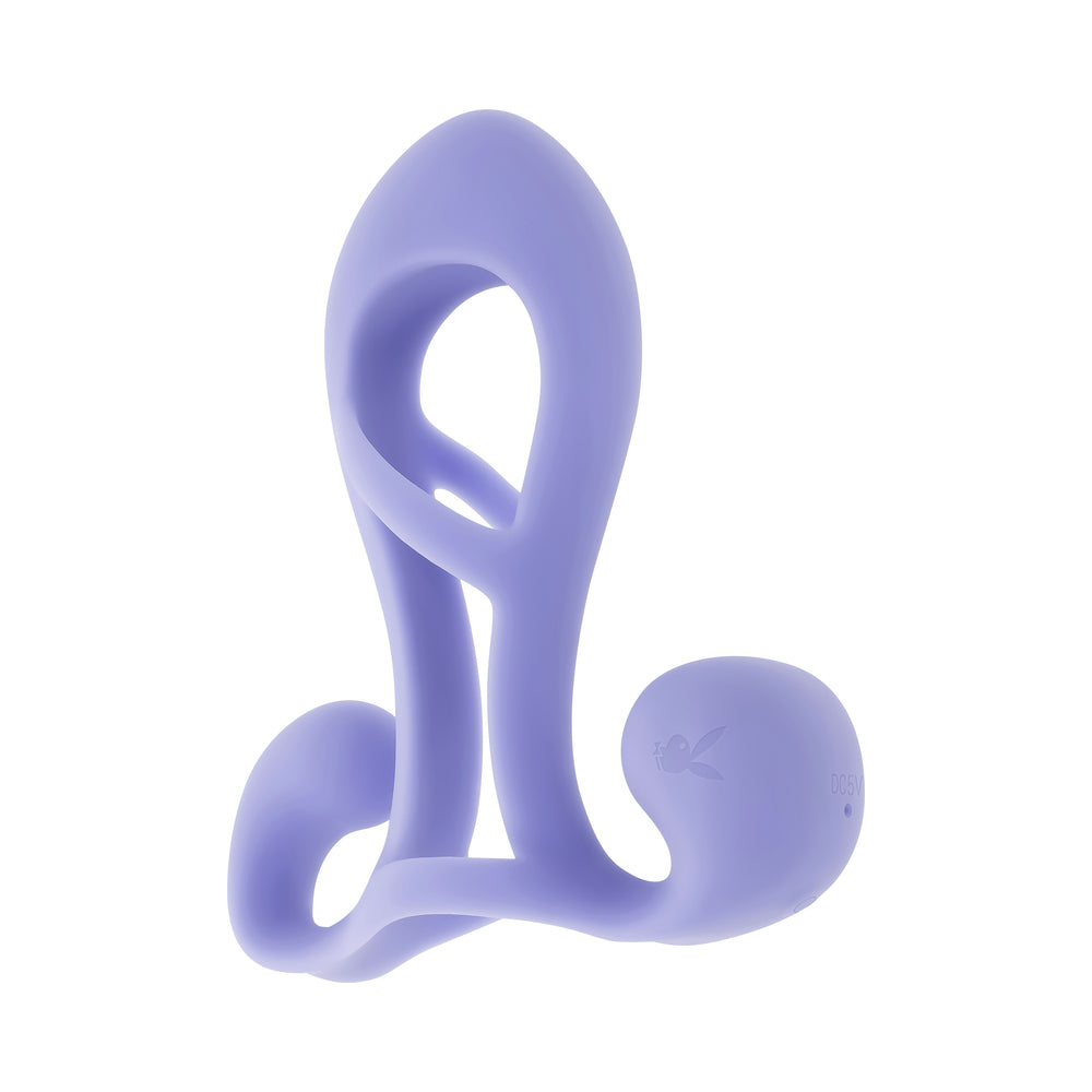 Playboy Fantasy Cage Rechargeable Vibrating Cock Cage Silicone Purple
