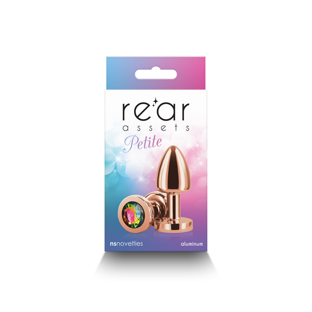 Rear Assets Petite Metal Anal Plug Rose Gold/Rainbow - Fantasies Boutique