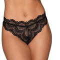 Dreamgirl Lace Tanga Open-Crotch Panty and Elastic Open Back Detail Black L Hanging - Fantasies Boutique